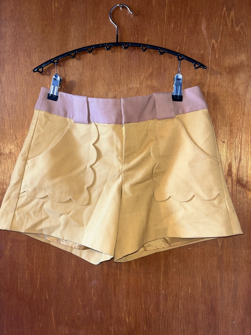 Woman’s Jill Stuart Mustard High-Waist Shorts with Tan  Waistband Small